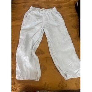 Cynthia Rowley 100% Linen Wide Leg Lounge Pants white Size M Elastic Waist